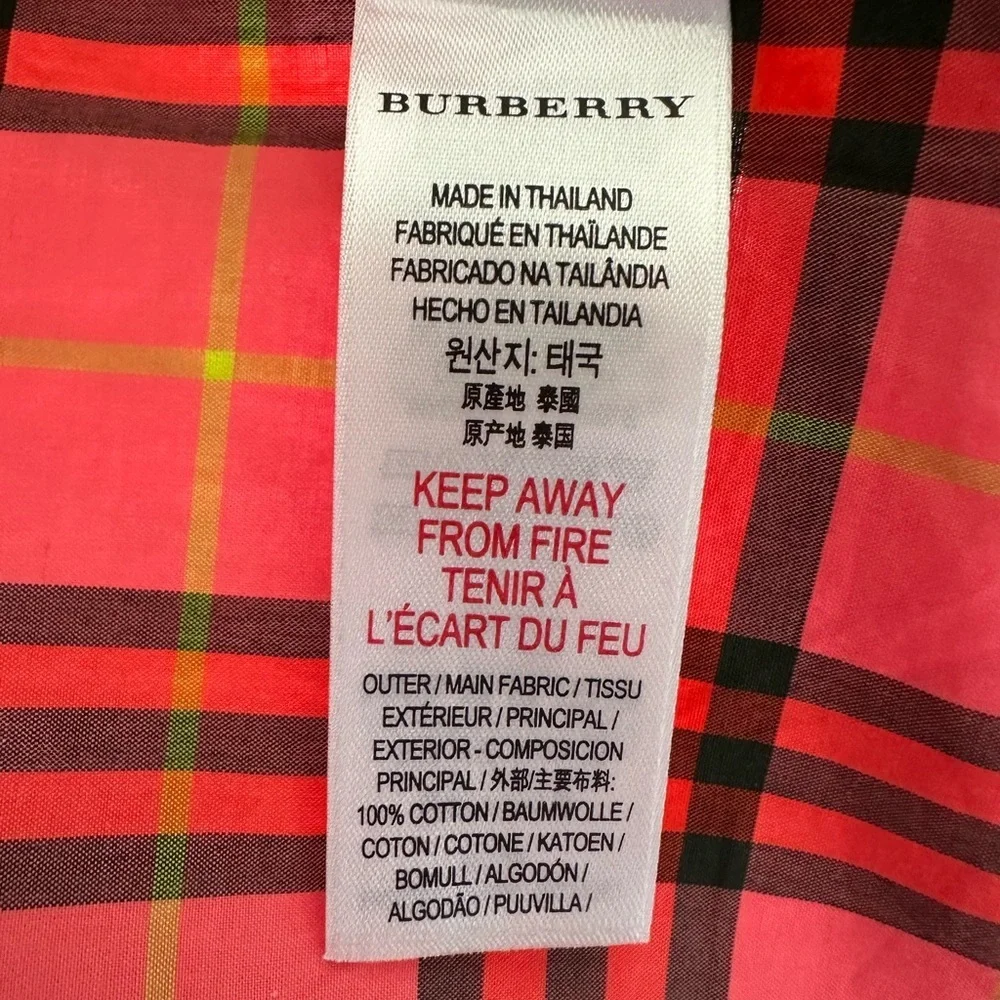 Burberry Pink Plaid Long Sleeve coral red kids Dress size 14y US